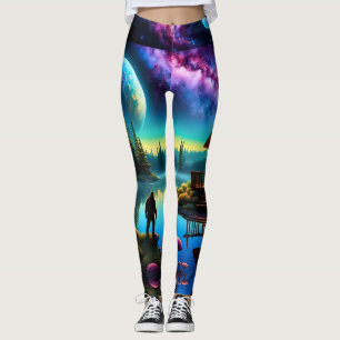 Sasquatch starrt in einer Hütte und nebulaem Himme Leggings
