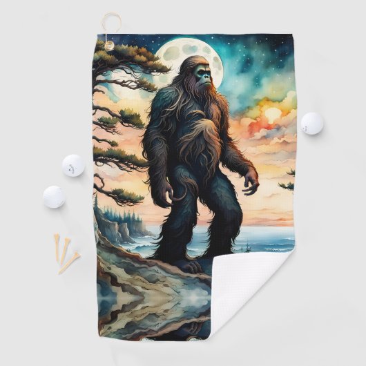 Sasquatch Stehend auf Ridge mit Blick auf den Ozea Golfhandtuch (Insitu)