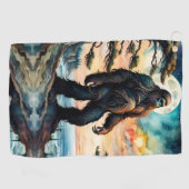 Sasquatch Stehend auf Ridge mit Blick auf den Ozea Golfhandtuch (Horizontal)