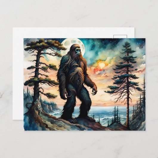 Sasquatch Stehend auf Ridge mit Blick auf den Ozea Postkarte (Vorne/Hinten)