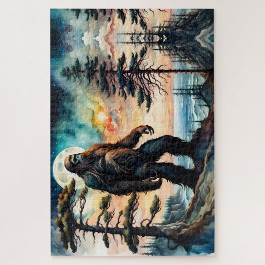 Sasquatch Stehend auf Ridge mit Blick auf den Ozea Puzzle (Vertikal)