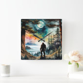 Sasquatch Stehend auf Ridge mit Blick auf den Ozea Quadratische Wanduhr (Zuhause)