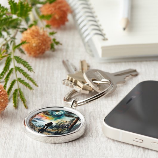 Sasquatch Stehend auf Ridge mit Blick auf den Ozea Schlüsselanhänger (Seite)