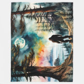 Sasquatch Stehend unter Mondlicht Fleecedecke (Vorderseite)