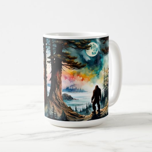 Sasquatch Stehend unter Mondlicht Kaffeetasse (VorderseiteRechts)