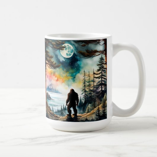 Sasquatch Stehend unter Mondlicht Kaffeetasse (Rechts)