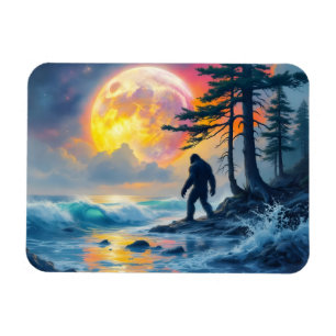 Sasquatch steht an einer Meeresküste Magnet