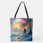 Sasquatch steht an einer Meeresküste Tasche (Vorderseite)