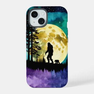 Sasquatch und Bär auf dem Berg iPhone 15 Hülle