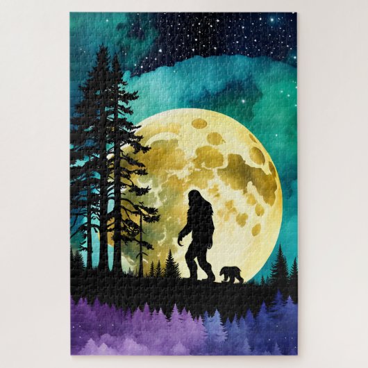 Sasquatch und Bär auf dem Berg Puzzle (Vertikal)