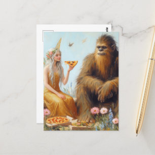 Sasquatch und das Fairy Pizza Date Postkarte