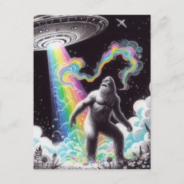 Sasquatch und das UFO Postkarte