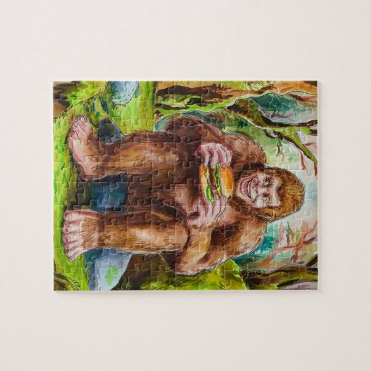 Sasquatch und der Käserburger in einem Mossy-Wald Puzzle (Horizontal)