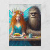 Sasquatch und die Fairy Picnic Postkarte (Vorderseite)