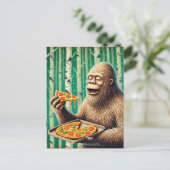 Sasquatch und die Pizza im Birkenwald Postkarte (Stehend Vorderseite)
