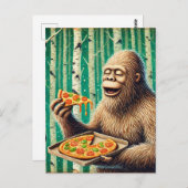 Sasquatch und die Pizza im Birkenwald Postkarte (Vorne/Hinten)