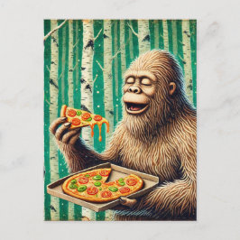 Sasquatch und die Pizza im Birkenwald Postkarte