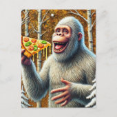 Sasquatch und die Pizza im Birkenwald Postkarte (Vorderseite)