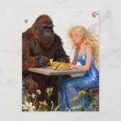 Sasquatch und ein Fee Eating Tacos Postkarte (Vorderseite)