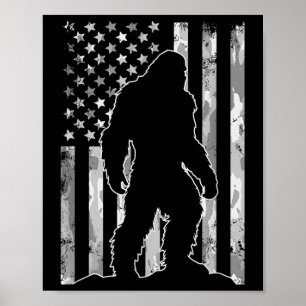 Sasquatch Usa Flag Patriotic Bigfoot 4. Juli Poster