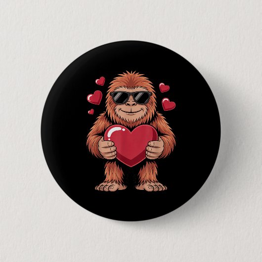 Sasquatch Valentine's Day - Bigfoot Heart Sungles  Button (Vorderseite)