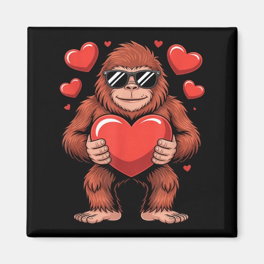 Sasquatch Valentine's Day - Bigfoot Heart Sungles  Magnet (Vorne)