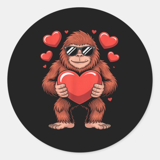 Sasquatch Valentine's Day - Bigfoot Heart Sungles  Runder Aufkleber (Vorderseite)