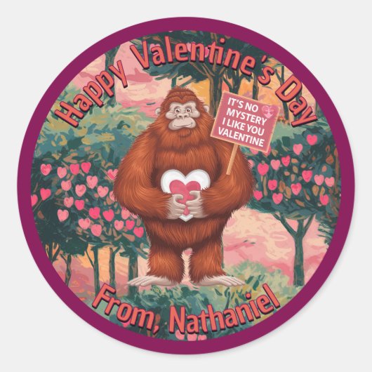 Sasquatch Valentines Sticker (Vorderseite)