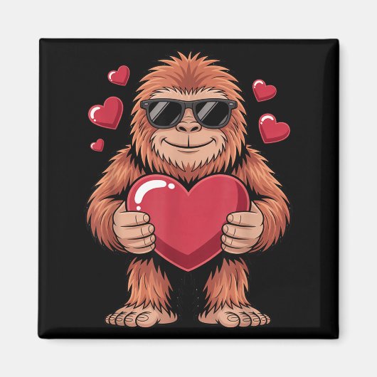 Sasquatch Valentinstag - Bigfoot Herz Singles Magnet (Vorne)