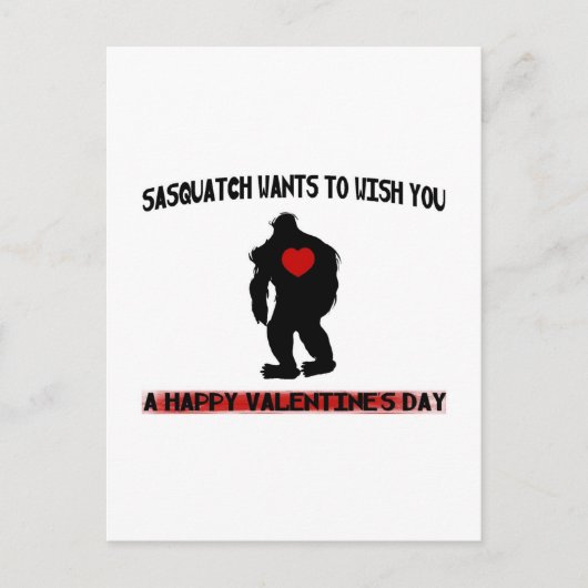 Sasquatch Valentinstag Feiertagspostkarte (Vorderseite)