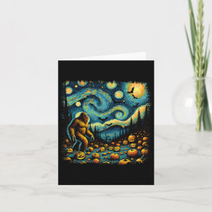 Sasquatch Van Gogh Starry Night Halloween Big Foot Karte