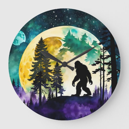 Sasquatch Vollmond auf dem Berg Große Wanduhr (Vorderseite)