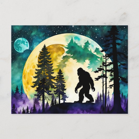 Sasquatch Vollmond auf dem Berg Postkarte (Vorderseite)
