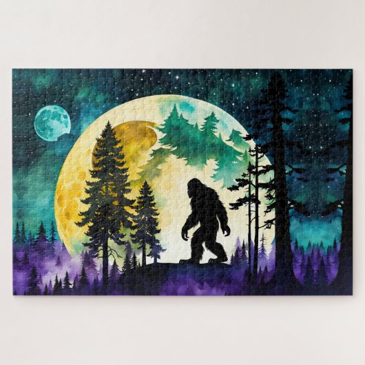 Sasquatch Vollmond auf dem Berg Puzzle (Horizontal)
