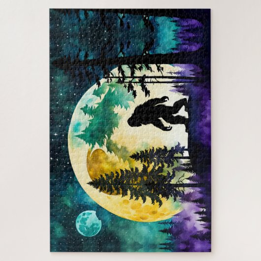 Sasquatch Vollmond auf dem Berg Puzzle (Vertikal)