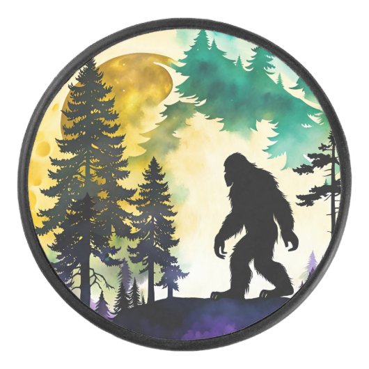 Sasquatch Vollmond Eishockey Puck (Vorderseite)