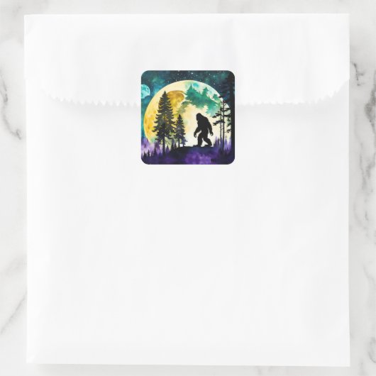 Sasquatch Vollmond Quadratischer Aufkleber (Tasche)
