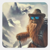 Sasquatch Wandern Quadratischer Aufkleber (Vorderseite)