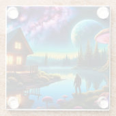 Sasquatch Watching Nebel auf einem fernen Planeten Glasuntersetzer (Rückseite)