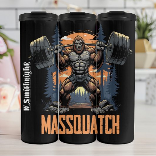 Sasquatch Weightlifter Massquatch Graphic Thermosbecher