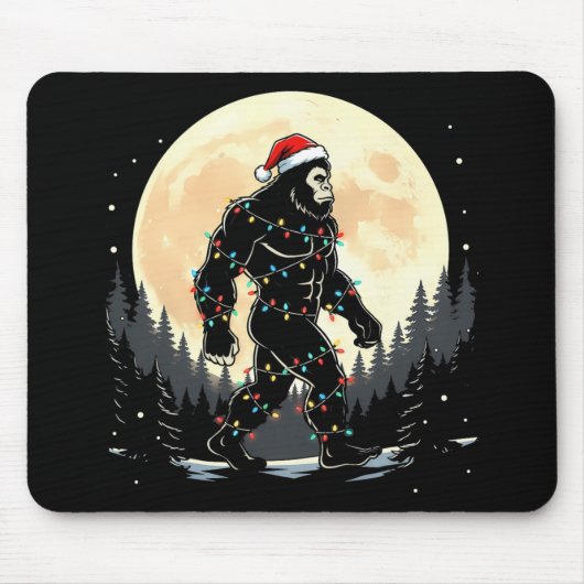 Sasquatch Weihnachtsmann Weihnachtsbaum Lichter Lu Mousepad (Vorne)