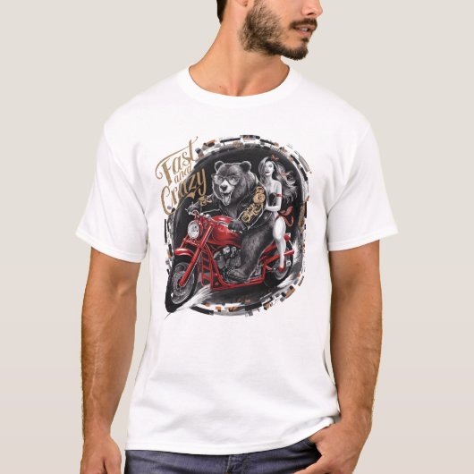 Sasquatch Yeti bigfoot auf einem Motorrad T-Shirt (Vorderseite)