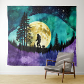 Sasquatch zu Fuß mit Haustier Bear cub Wandteppich (Beispiel (Horizontal))