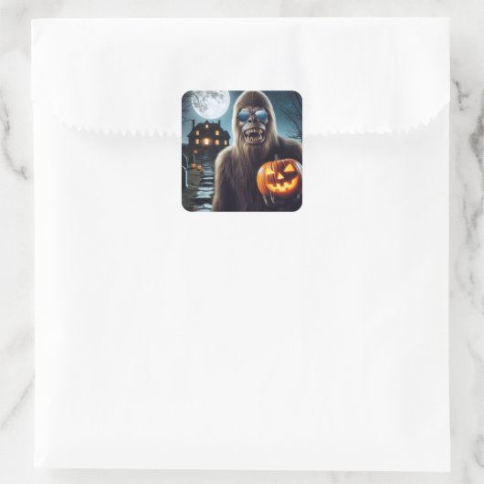 Sasquatch zu Halloween Quadratischer Aufkleber (Tasche)