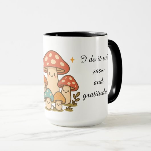 Sass And Gratitude Mushroom Coffee Mug Tasse (VorderseiteRechts)