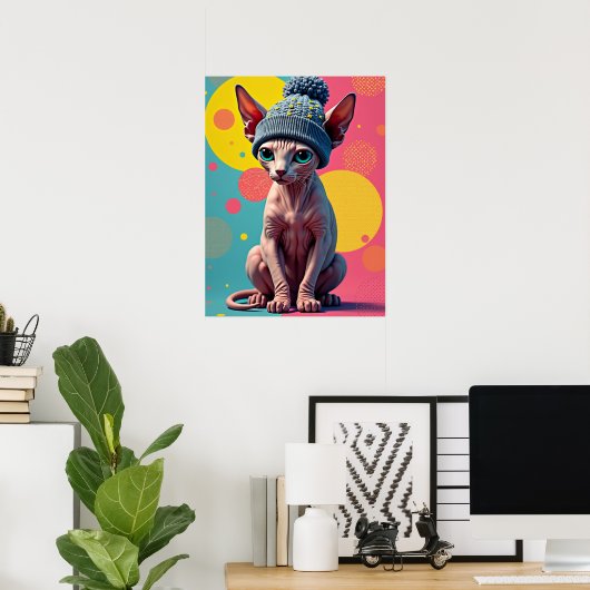 Sass-phinx: Die ultimative Pop-Art-Mode-Katze Poster (Heimbüro)