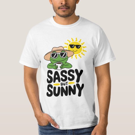 Sassenes, aber sonniges Froschdesign - Funny Summe T-Shirt (Vorderseite)