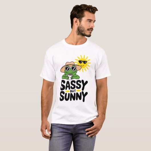 Sassenes, aber sonniges Froschdesign - Funny Summe T-Shirt (Vorne ganz)