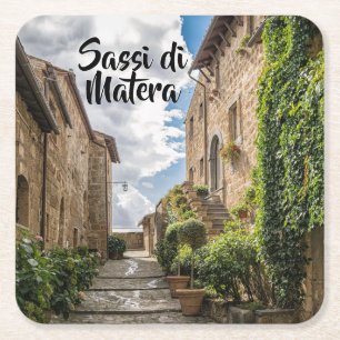 Sassi di Matera Italien Efeu Rustikale Stufen Rechteckiger Pappuntersetzer