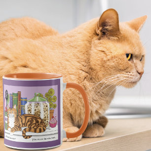 Sassige orange getigerte Küchenarbeitsplatte Katze Tasse